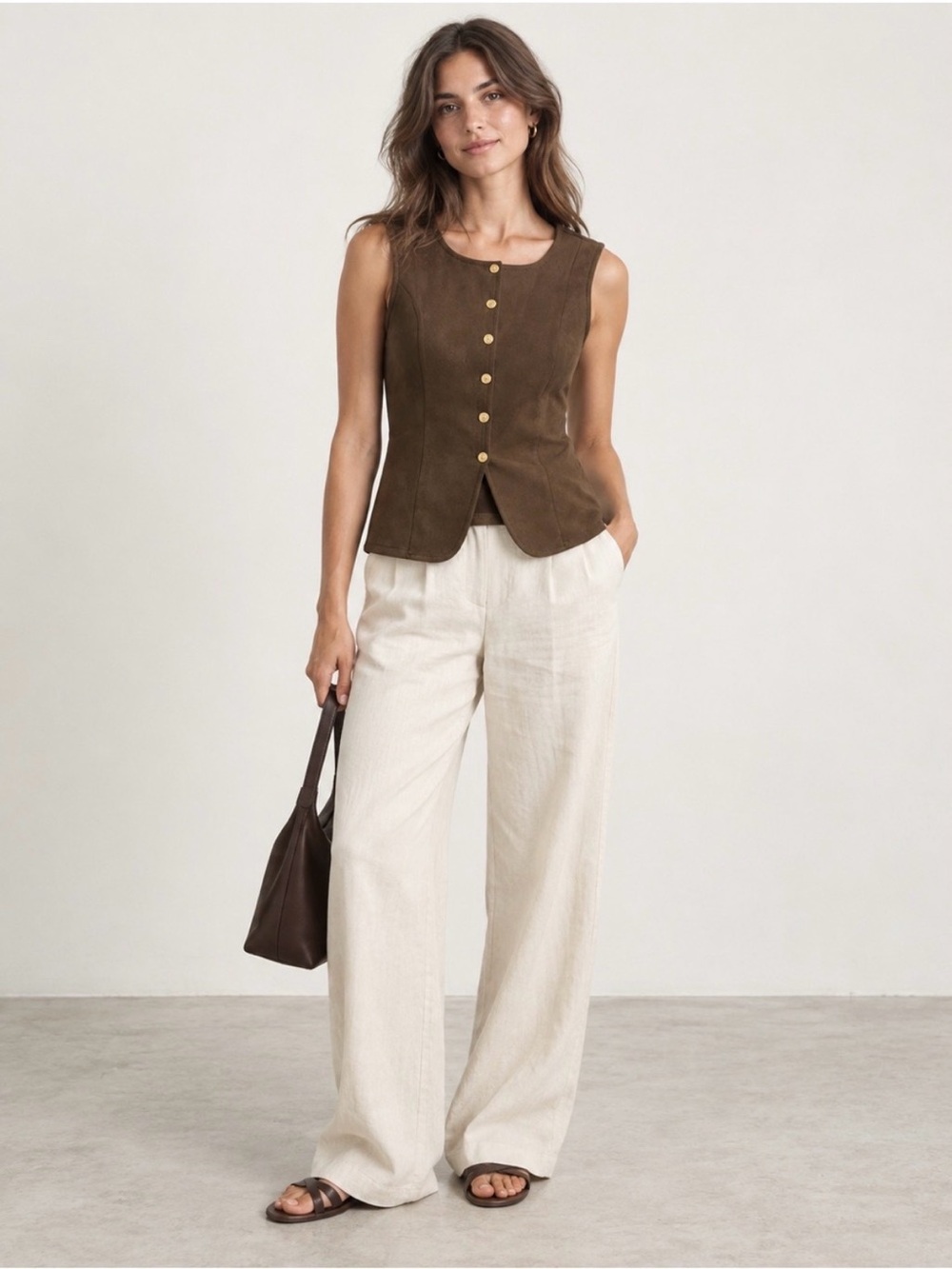 Thank You Riley Brown Sleeveless Button-Front Women's Top Goblincore
